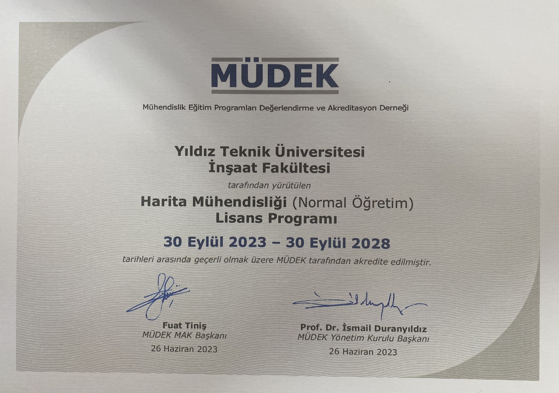 MÜDEK Akreditasyon Belgesi